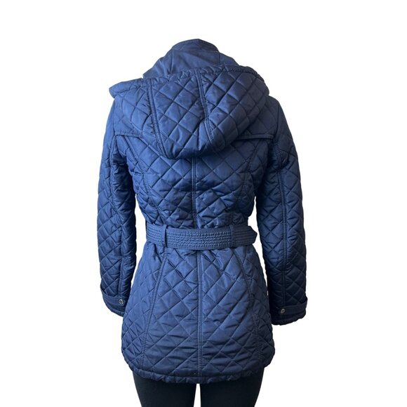 Tommy Hilfiger Women's Navy Blue Quilted Hooded Winter Coat Sz XS - Picture 3 of 12